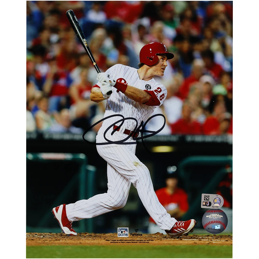 Chase Utley Philadelphia Phillies Autographed 8" x 10" White Swing Photograph
