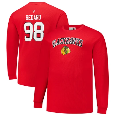 Men's Profile Connor Bedard Red Chicago Blackhawks Big & Tall Name Number Thermal Pullover Sweatshirt