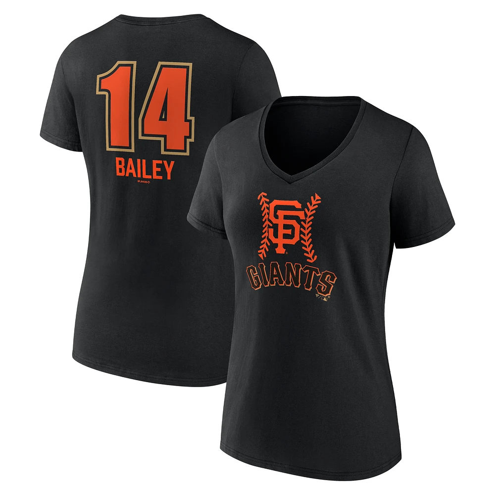 Women's Patrick Bailey Black San Francisco Giants Name & Number Fastball V-Neck T-Shirt