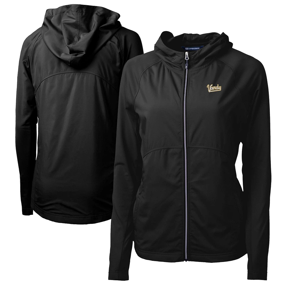 Women's Cutter & Buck Black Vanderbilt Commodores Vault Adapt Eco Knit Hybrid Recycled Full-Zip Hoodie