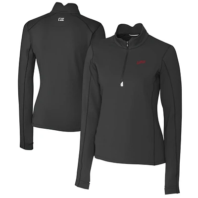 Women's Cutter & Buck Black SMU Mustangs Vault DryTec Traverse Stretch Quarter-Zip Top