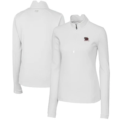 Women's Cutter & Buck White South Carolina Gamecocks Vault DryTec Traverse Stretch Quarter-Zip Top