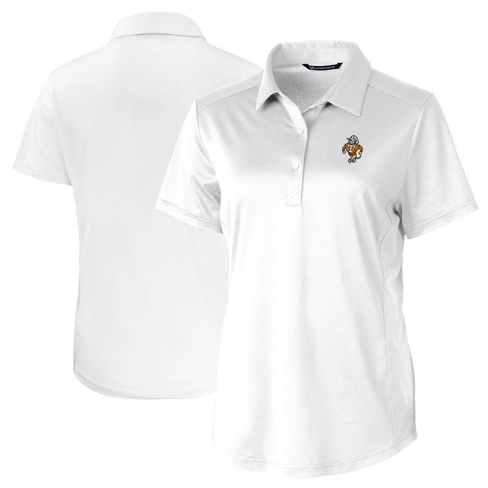 Women's Cutter & Buck White Tennessee Volunteers Vault DryTec Prospect Textured Stretch Polo