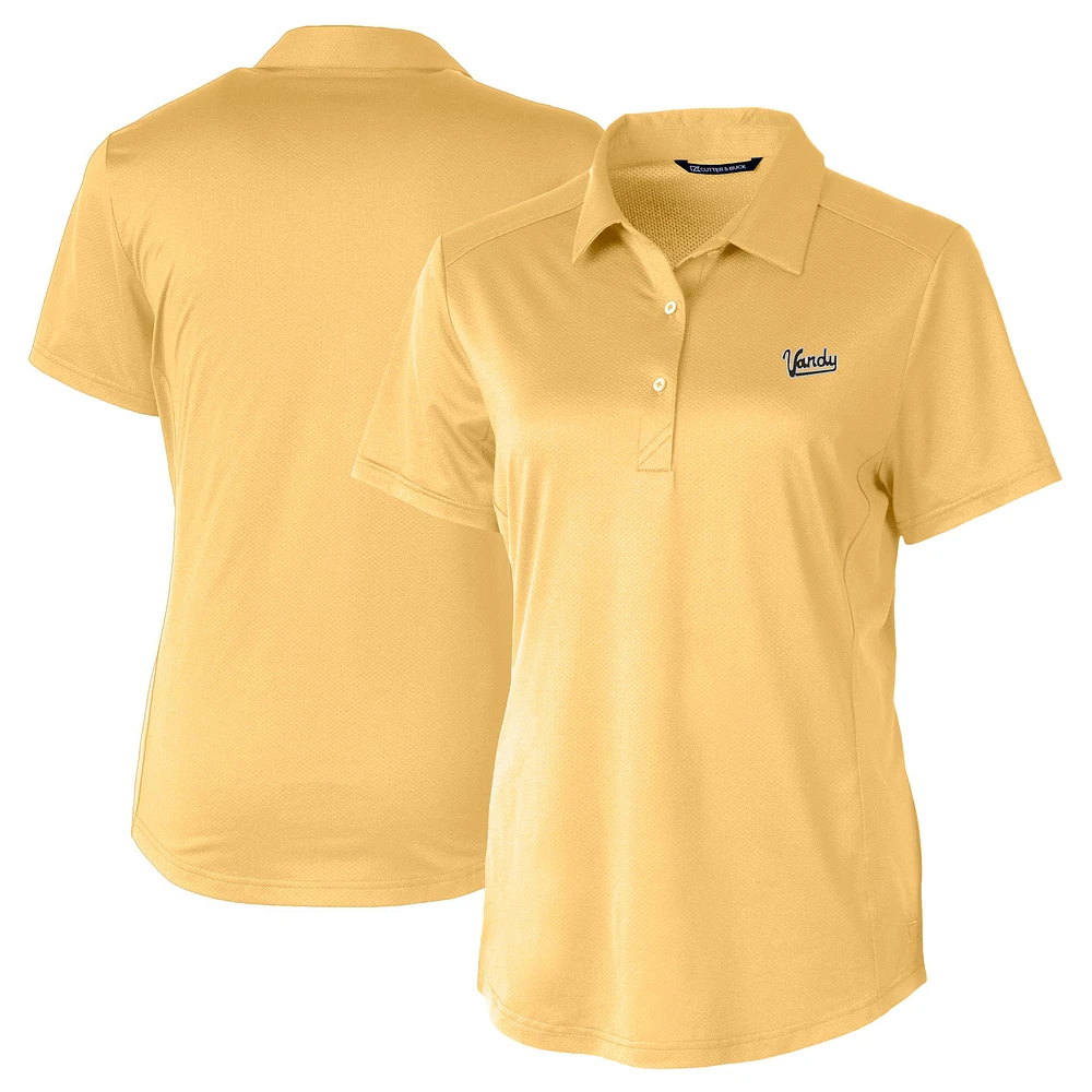 Women's Cutter & Buck Cream Vanderbilt Commodores Vault DryTec Prospect Textured Stretch Polo