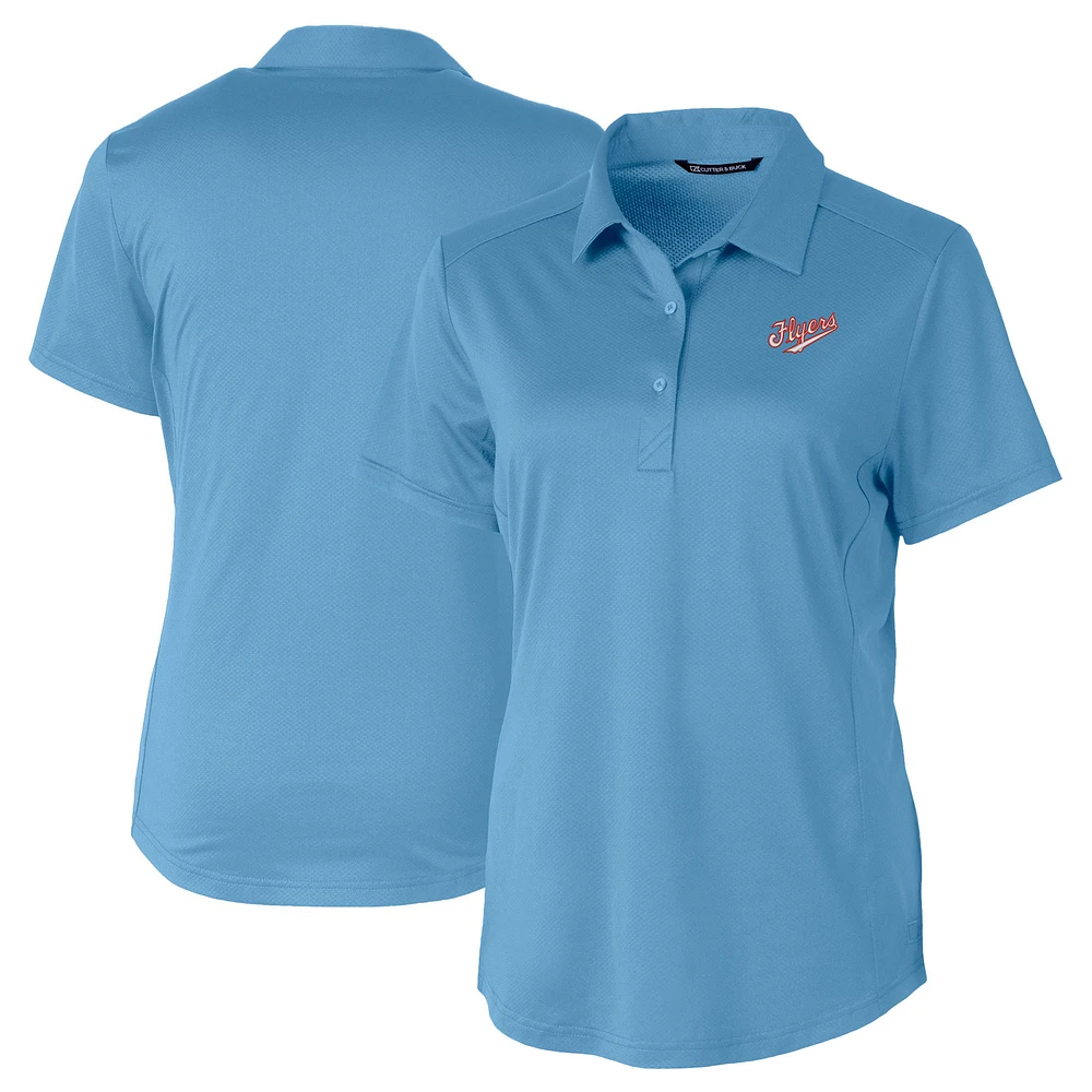 Women's Cutter & Buck Powder Blue Dayton Flyers Vault DryTec Prospect Textured Stretch Polo