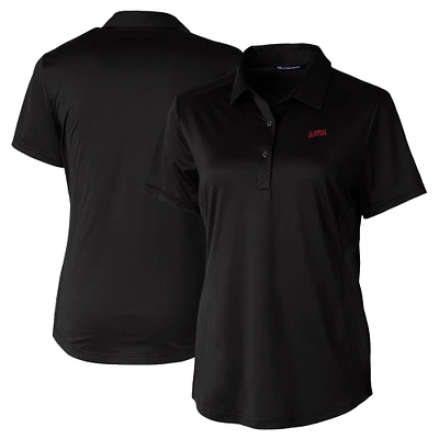 Women's Cutter & Buck Black SMU Mustangs Vault DryTec Prospect Textured Stretch Polo