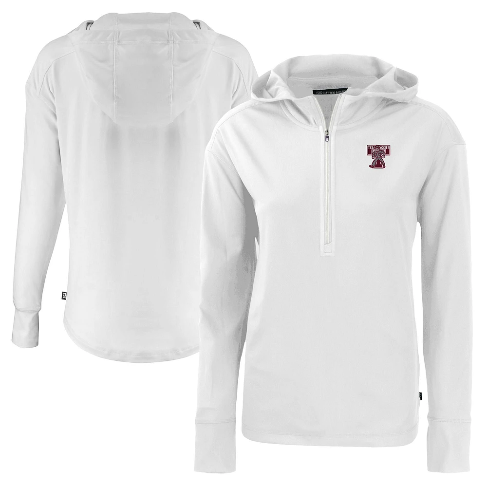 Women's Cutter & Buck White Texas A&M Aggies Vault Daybreak Eco Recycled Half-Zip Hoodie