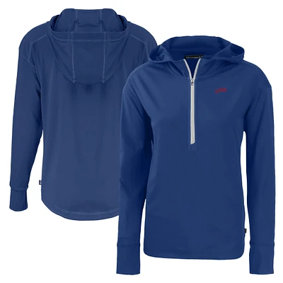 Women's Cutter & Buck Royal SMU Mustangs Vault Daybreak Eco Recycled Half-Zip Hoodie
