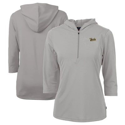 Women's Cutter & Buck Vanderbilt Commodores Vault DryTec Virtue Eco Pique Recycled 3/4-Sleeve Half-Zip Pullover Hoodie