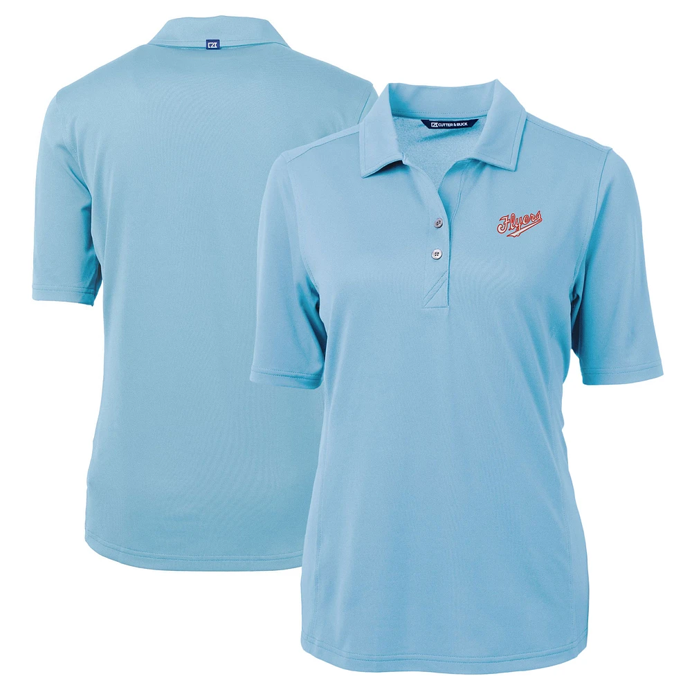 Women's Cutter & Buck Powder Blue Dayton Flyers Vault DryTec Virtue Eco Pique Recycled Polo