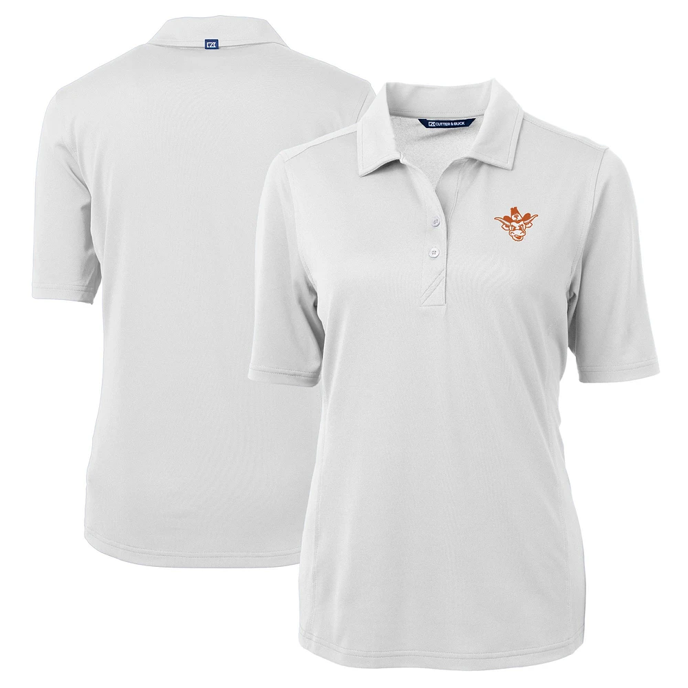 Women's Cutter & Buck White Texas Longhorns Vault DryTec Virtue Eco Pique Recycled Polo