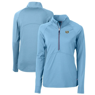 Women's Cutter & Buck Carolina Blue North Tar Heels Vault DryTec Adapt Eco Knit Stretch Recycled Raglan Half-Zip Top