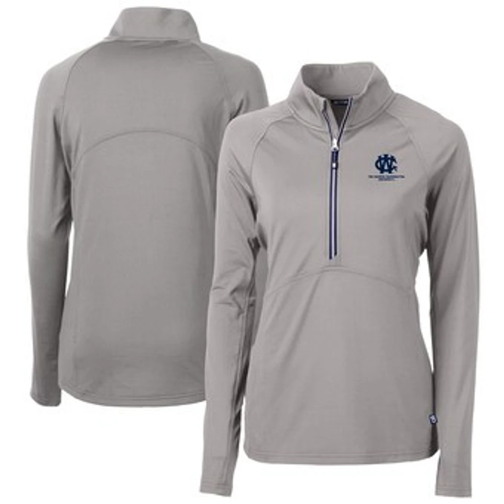Women's Cutter & Buck Gray George Washington University Vault DryTec Adapt Eco Knit Stretch Recycled Raglan Half-Zip Top