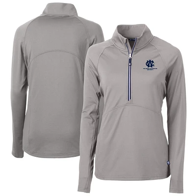 Women's Cutter & Buck Gray George Washington University Vault DryTec Adapt Eco Knit Stretch Recycled Raglan Half-Zip Top