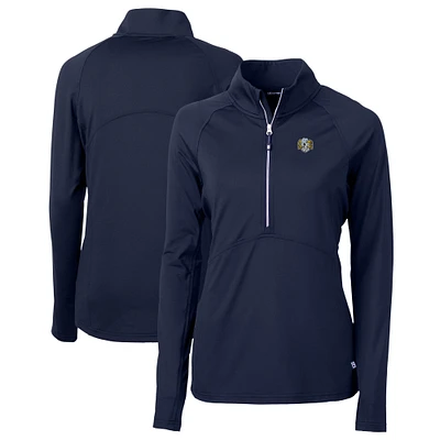 Women's Cutter & Buck Navy North Carolina Tar Heels Vault DryTec Adapt Eco Knit Stretch Recycled Raglan Half-Zip Top
