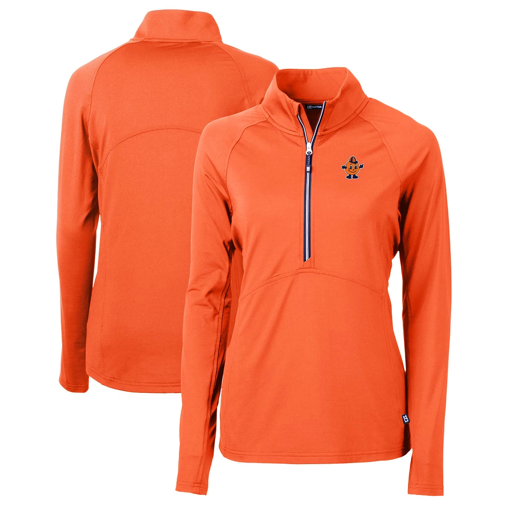 Women's Cutter & Buck Syracuse Orange Vault DryTec Adapt Eco Knit Stretch Recycled Raglan Half-Zip Top