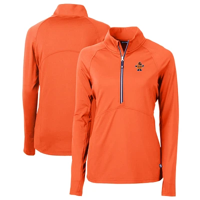 Women's Cutter & Buck Syracuse Orange Vault DryTec Adapt Eco Knit Stretch Recycled Raglan Half-Zip Top