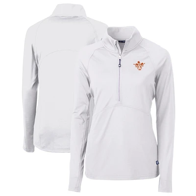 Women's Cutter & Buck White Texas Longhorns Vault DryTec Adapt Eco Knit Stretch Recycled Raglan Half-Zip Top