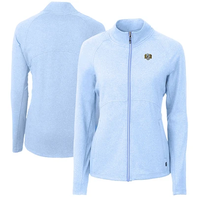 Women's Cutter & Buck Heather North Carolina Tar Heels Vault Adapt Eco Knit Recycled Full-Zip Jacket