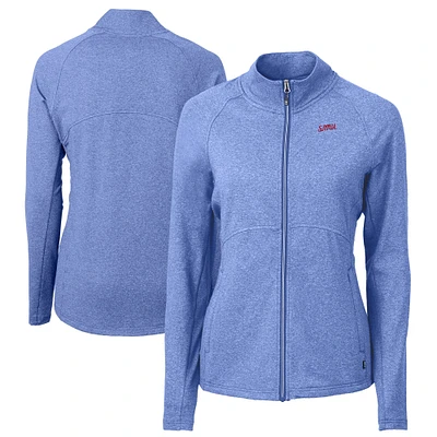 Women's Cutter & Buck Heather Royal SMU Mustangs Vault Adapt Eco Knit Recycled Full-Zip Jacket