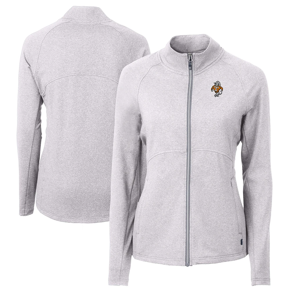 Women's Cutter & Buck Heather Gray Tennessee Volunteers Vault Adapt Eco Knit Recycled Full-Zip Jacket