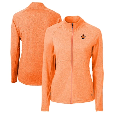 Women's Cutter & Buck Heather Orange Syracuse Vault Adapt Eco Knit Recycled Full-Zip Jacket