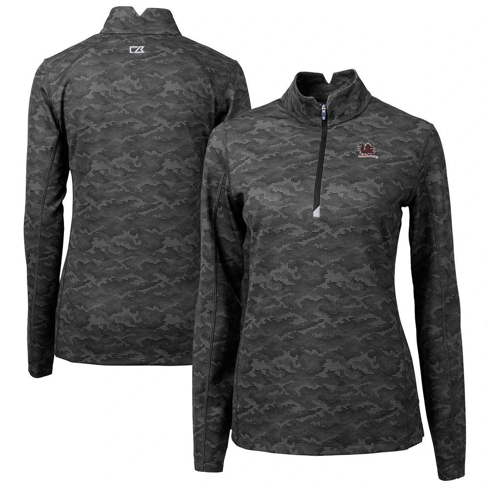 Women's Cutter & Buck Black South Carolina Gamecocks Vault DryTec Traverse Camo Print Stretch Quarter-Zip Top