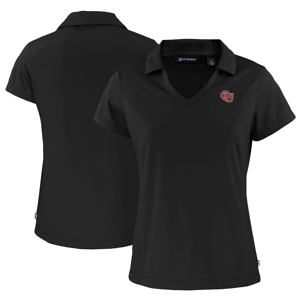 Women's Cutter & Buck Black Oklahoma Sooners Vault Daybreak Eco Recycled V-Neck Polo