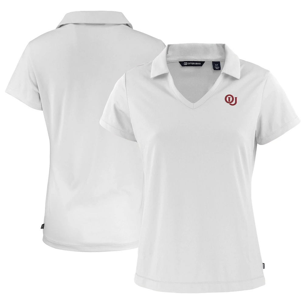 Women's Cutter & Buck White Oklahoma Sooners Vault Daybreak Eco Recycled V-Neck Polo