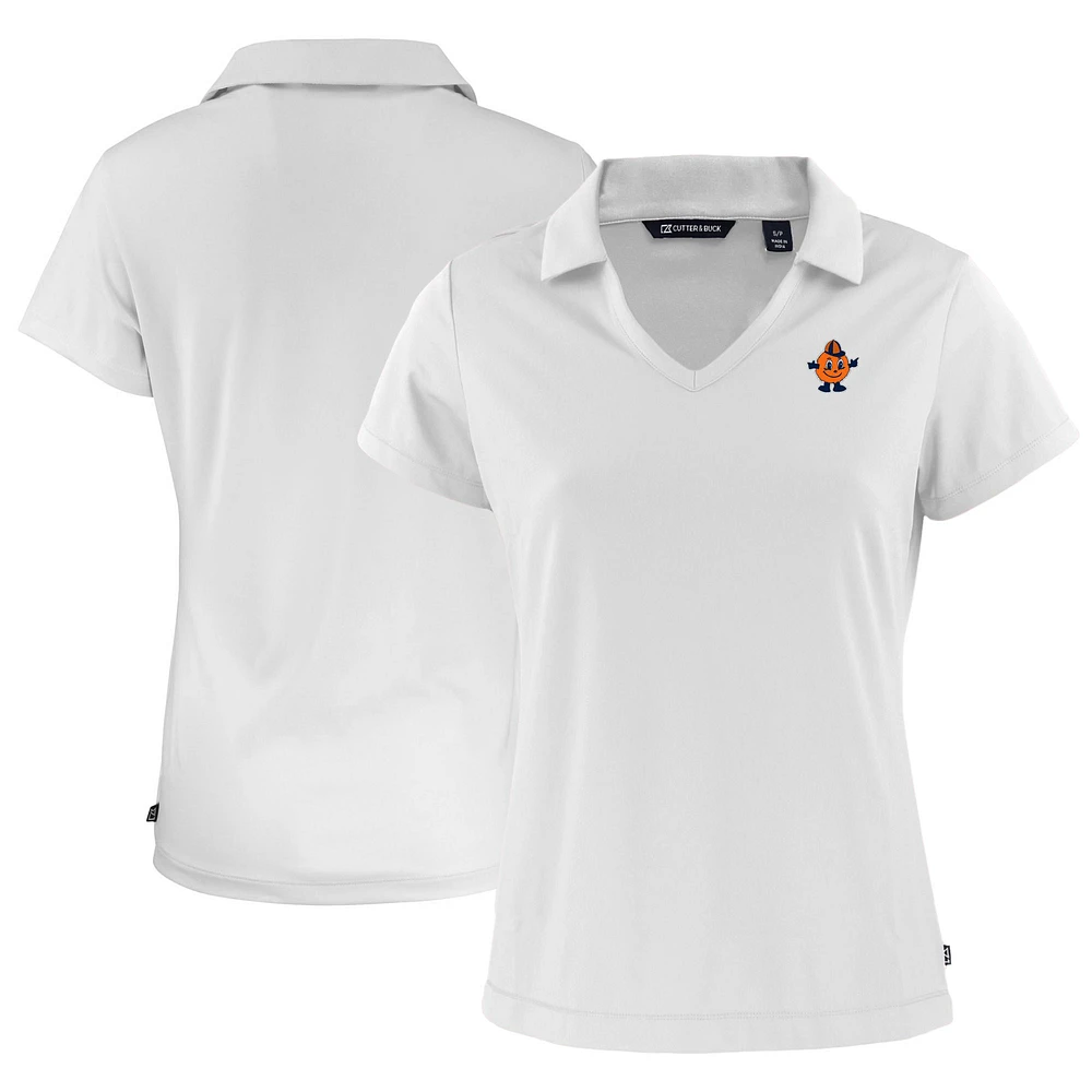 Women's Cutter & Buck White Syracuse Orange Vault Daybreak Eco Recycled V-Neck Polo