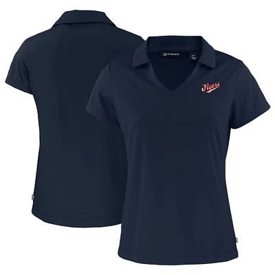Women's Cutter & Buck Navy Dayton Flyers Vault Daybreak Eco Recycled V-Neck Polo