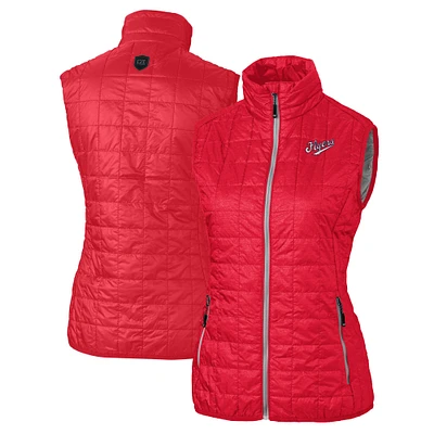 Women's Cutter & Buck Red Dayton Flyers Vault Rainier PrimaLoft Eco Insulated Full-Zip Puffer Vest