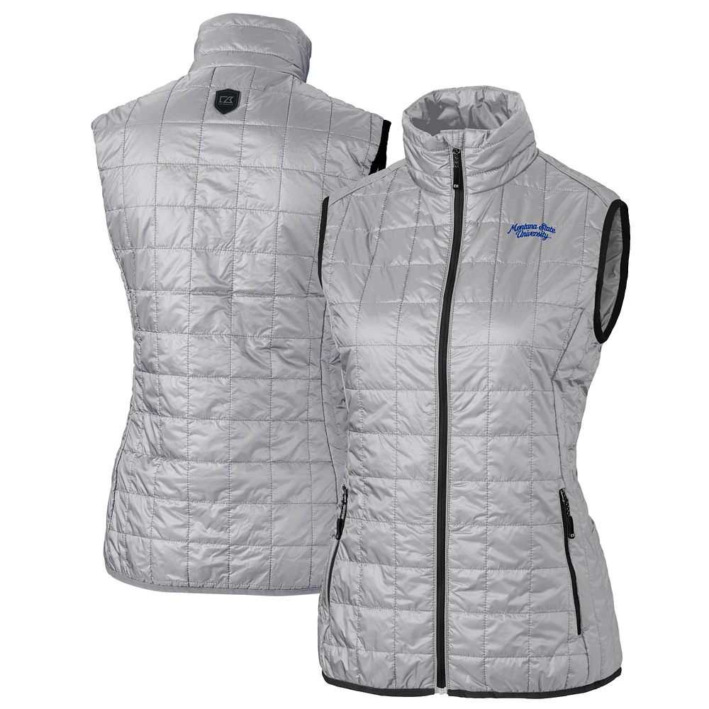 Women's Cutter & Buck Gray Montana State Bobcats Vault Rainier PrimaLoft Eco Insulated Full-Zip Puffer Vest