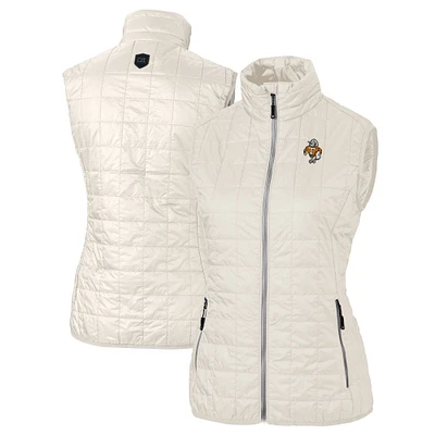 Women's Cutter & Buck Oatmeal Tennessee Volunteers Vault Rainier PrimaLoft Eco Insulated Full-Zip Puffer Vest