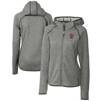 Women's Cutter & Buck Heather Gray Texas A&M Aggies Vault Mainsail Full-Zip Hooded Jacket