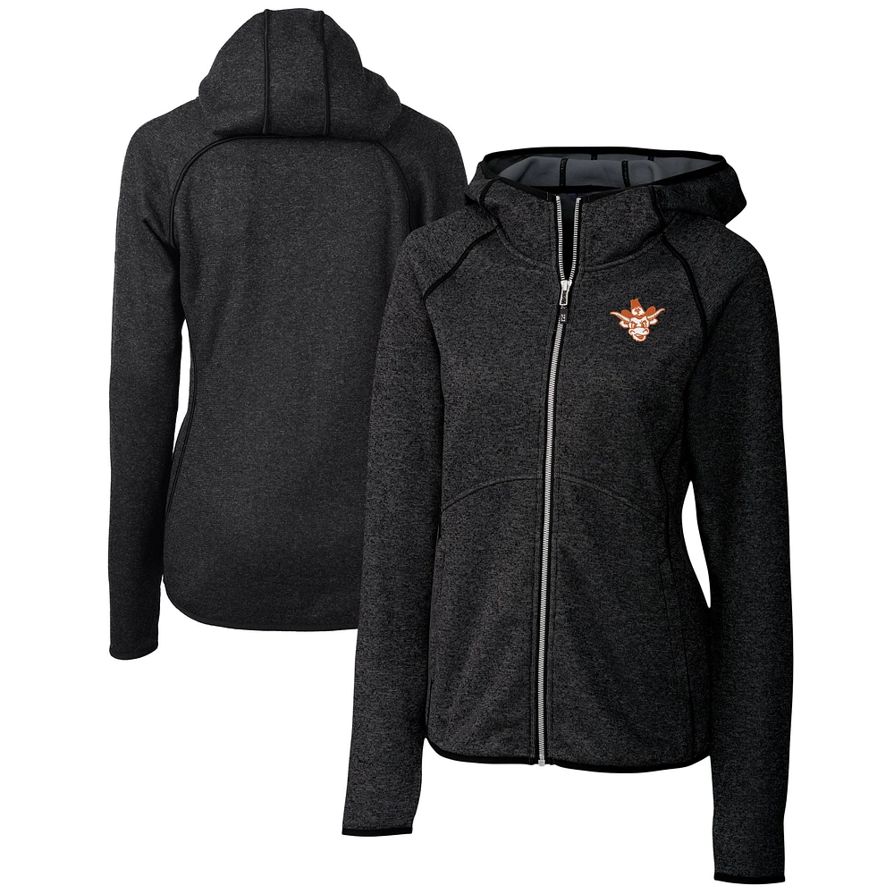 Women's Cutter & Buck Heather Charcoal Texas Longhorns Vault Mainsail Full-Zip Hooded Jacket