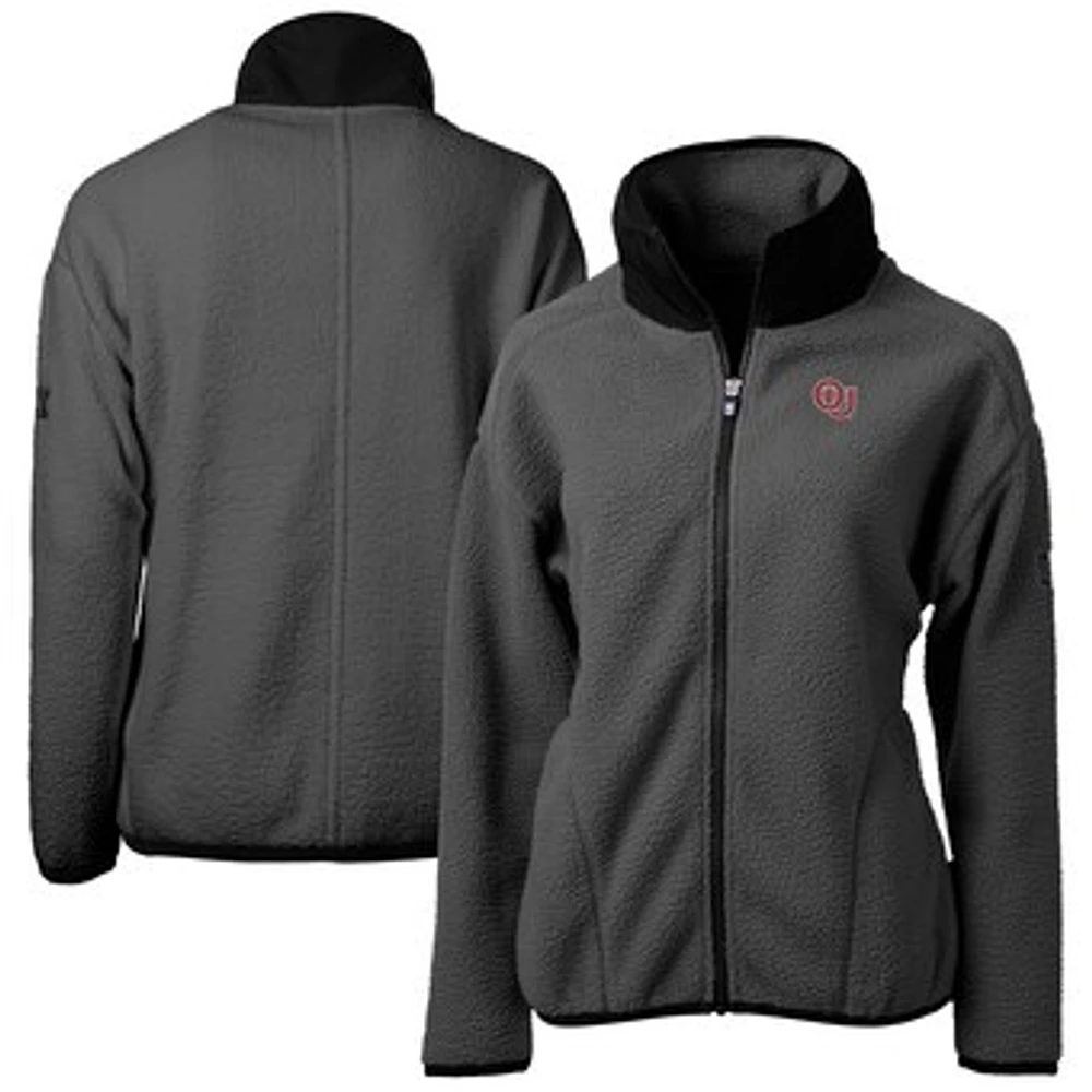 Women's Cutter & Buck Gray Oklahoma Sooners Cascade Eco Sherpa Full-Zip Fleece Jacket