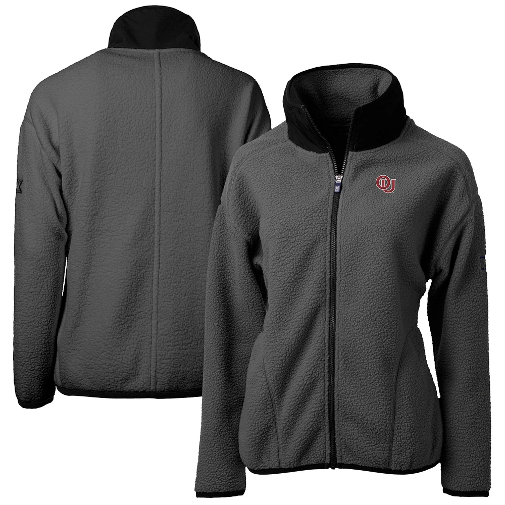 Women's Cutter & Buck Gray Oklahoma Sooners Cascade Eco Sherpa Full-Zip Fleece Jacket