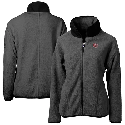 Women's Cutter & Buck Gray Oklahoma Sooners Cascade Eco Sherpa Full-Zip Fleece Jacket
