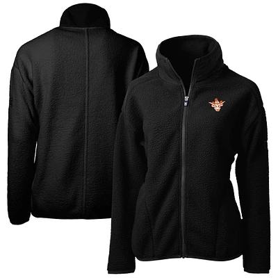 Women's Cutter & Buck Black Texas Longhorns Cascade Eco Sherpa Full-Zip Fleece Jacket