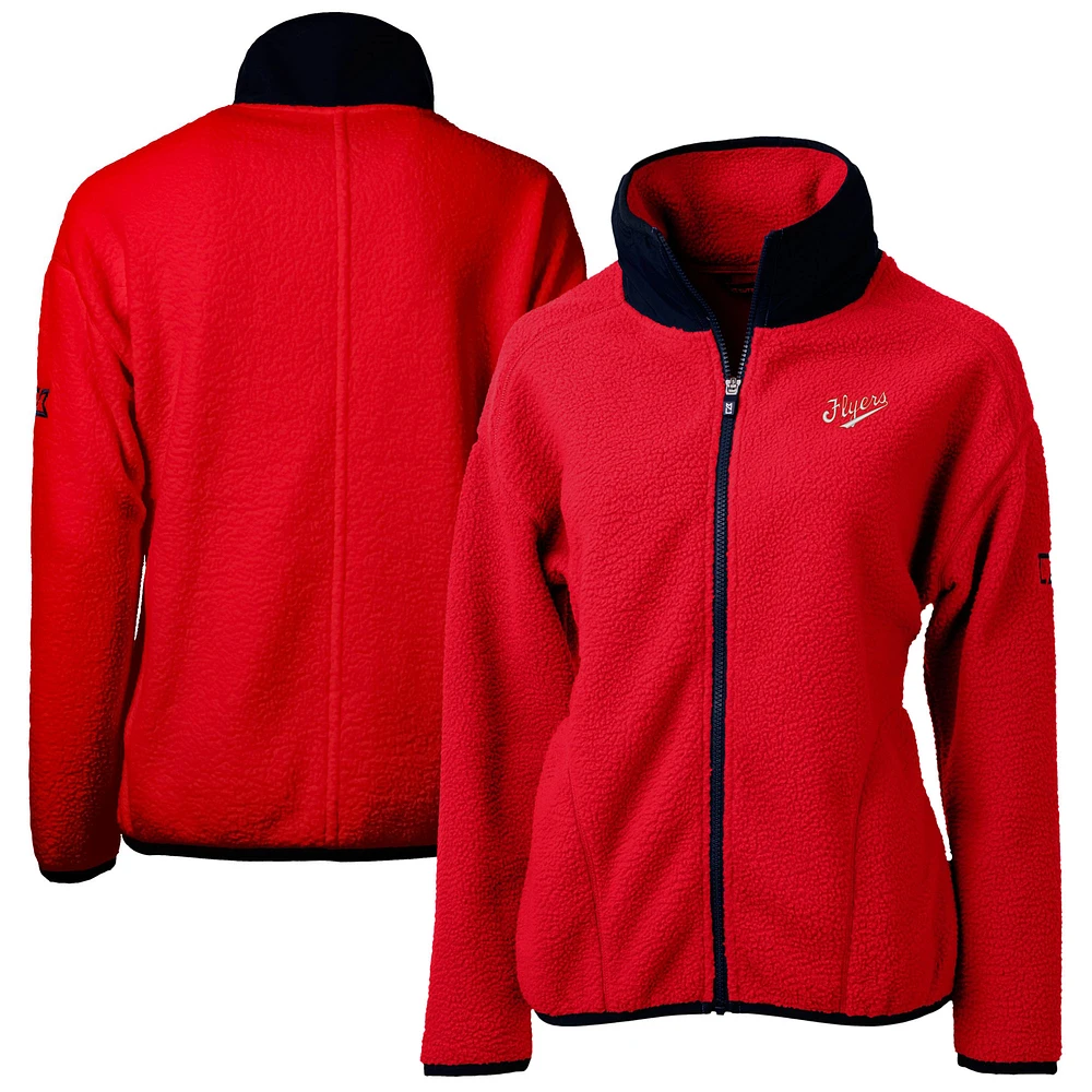 Women's Cutter & Buck Red Dayton Flyers Cascade Eco Sherpa Full-Zip Fleece Jacket