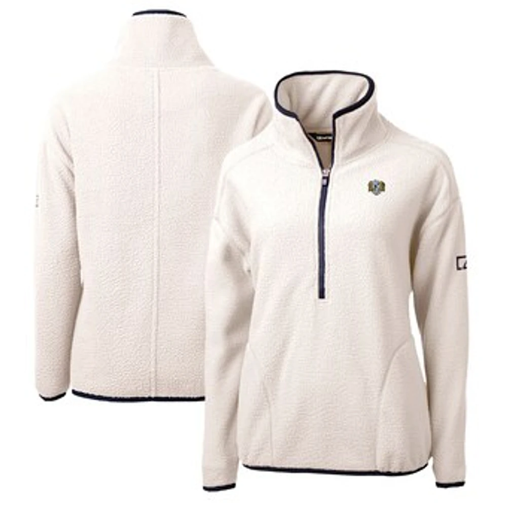 Women's Cutter & Buck Oatmeal North Carolina Tar Heels Vault Cascade Eco Sherpa Fleece Half-Zip Pullover Jacket