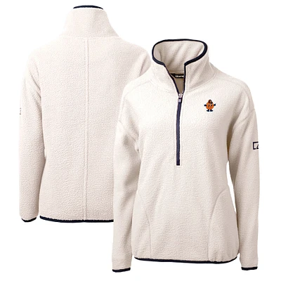 Women's Cutter & Buck Oatmeal Syracuse Orange Vault Cascade Eco Sherpa Fleece Half-Zip Pullover Jacket