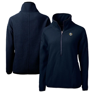 Women's Cutter & Buck Navy North Carolina Tar Heels Vault Cascade Eco Sherpa Fleece Half-Zip Pullover Jacket