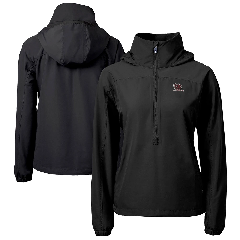 Women's Cutter & Buck Black South Carolina Gamecocks Vault Charter Eco Recycled Half-Zip Anorak Jacket