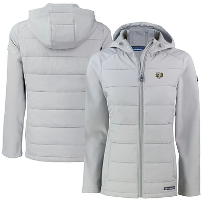 Women's Cutter & Buck Gray North Carolina Tar Heels Vault Evoke Hybrid Eco Softshell Recycled Full-Zip Hooded Jacket