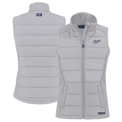 Women's Cutter & Buck Gray Dayton Flyers Vault Evoke Hybrid Eco Softshell Recycled Full-Zip Vest