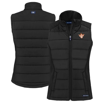 Women's Cutter & Buck Texas Longhorns Vault Evoke Hybrid Eco Softshell Recycled Full-Zip Vest