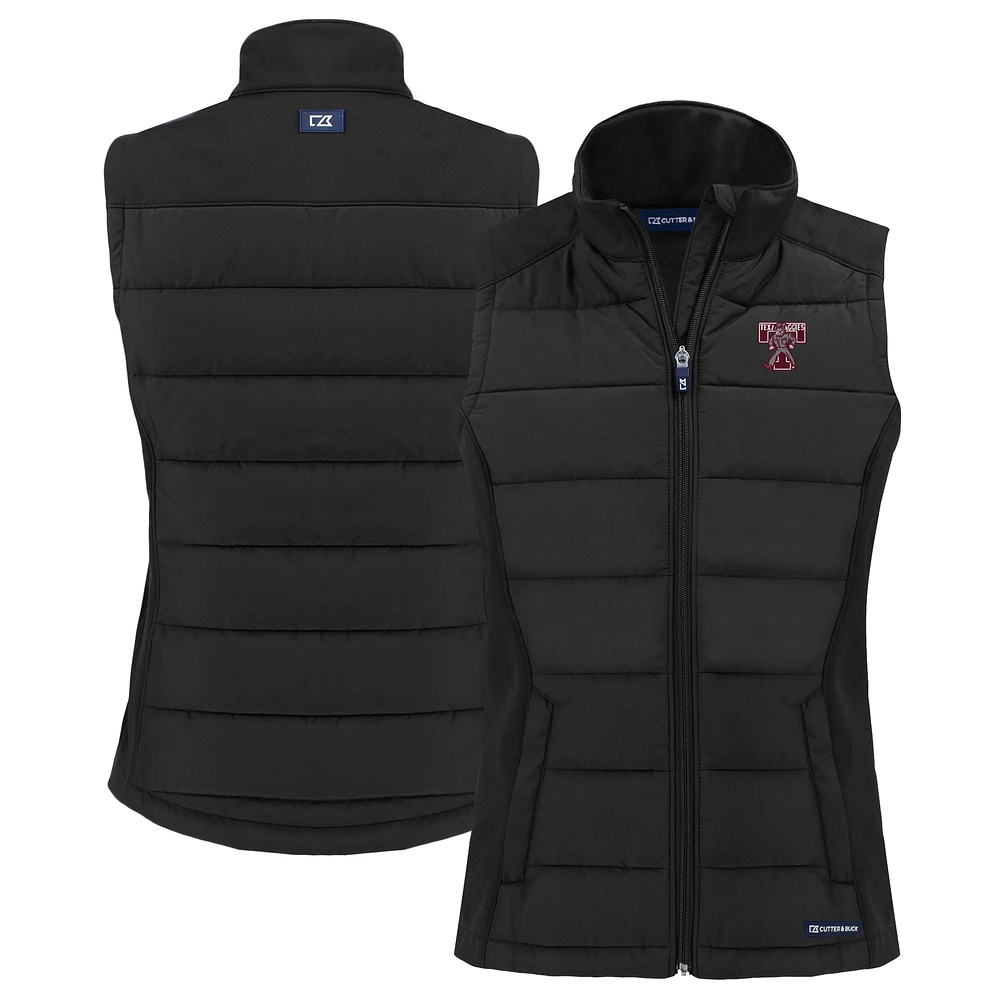 Women's Cutter & Buck Black Texas A&M Aggies Vault Evoke Hybrid Eco Softshell Recycled Full-Zip Vest