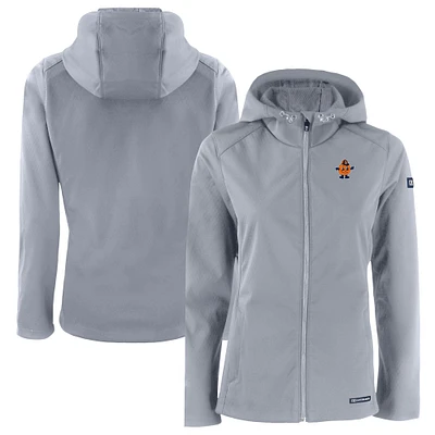 Women's Cutter & Buck Gray Syracuse Orange Evoke Eco Softshell Recycled Full-Zip Hooded Jacket